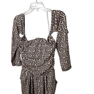 Jumpsuit Plus Size 3XL Off Shoulder Long Sleeve Geometric Pockets Soft
